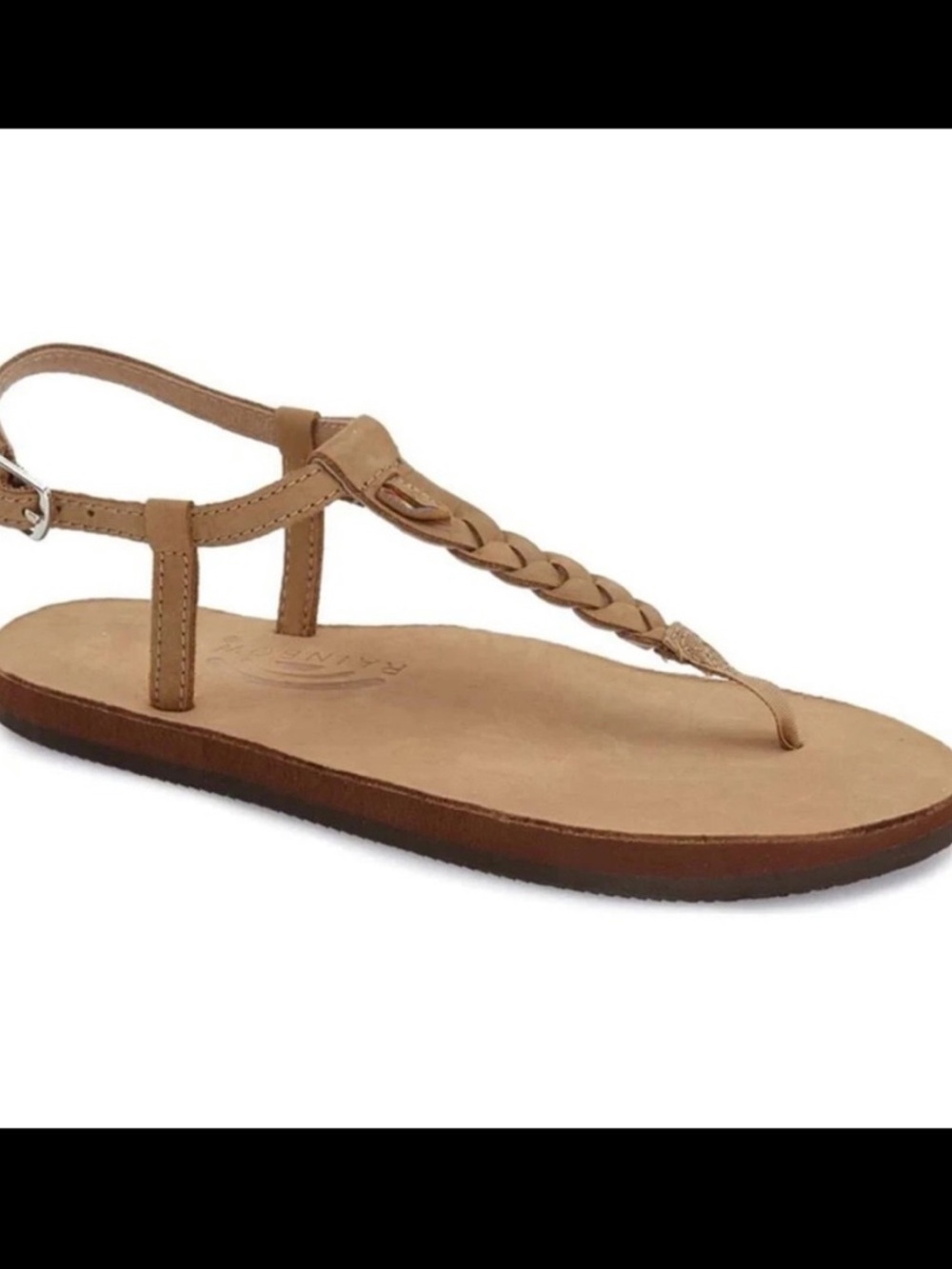 Braided T-Strap Tan Women's Sandal